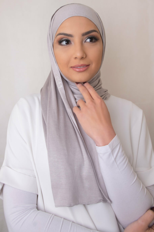 jersey hijab in creamy gray