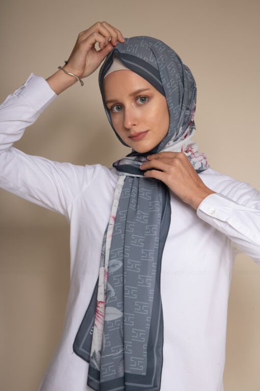Floral Hijab in Gray
