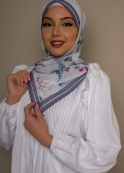 Floral Hijab in Light Gray