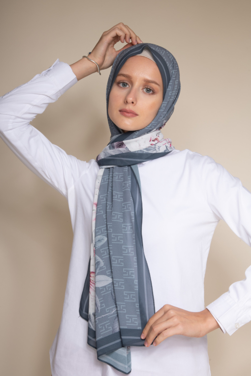 Floral Gray Hijab