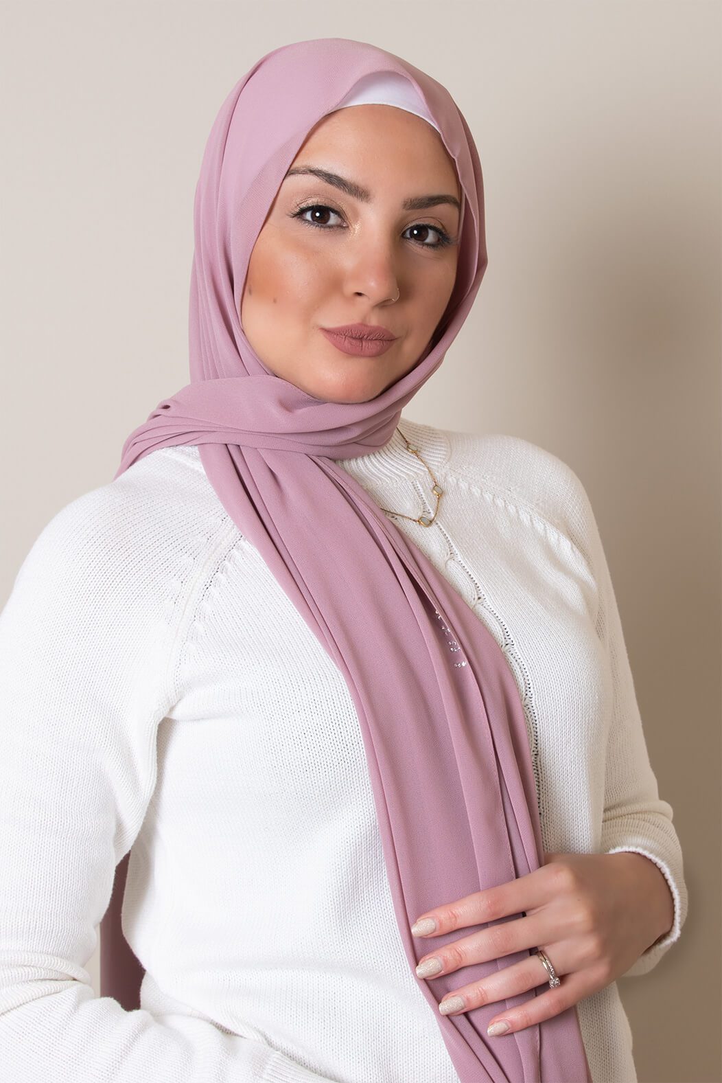 Chiffon Hijab in Dust Rose Scarves | LUXY HIJAB