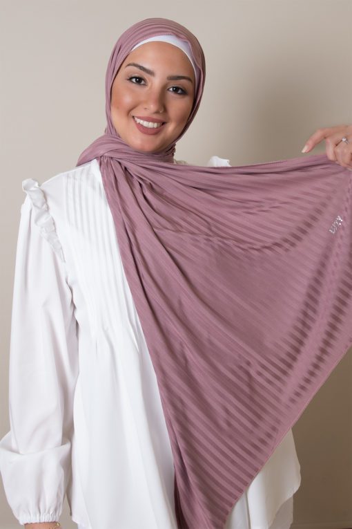 striped jersey hijab in rose
