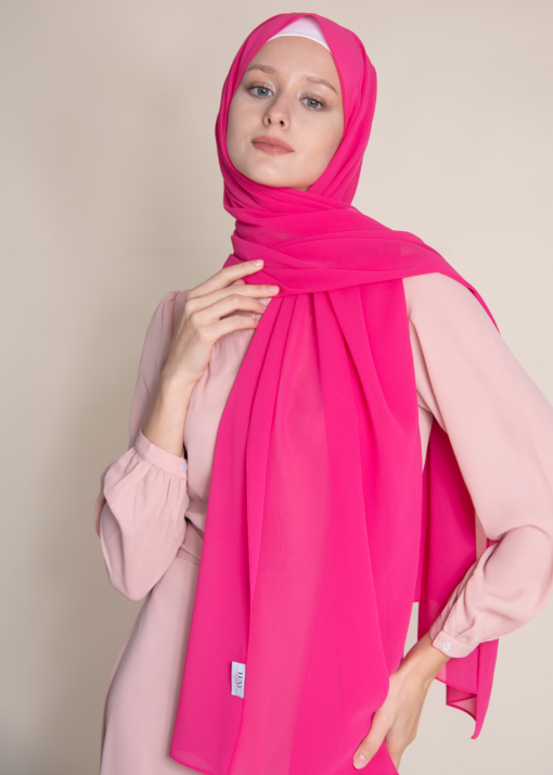 chiffon hijab in hot pink