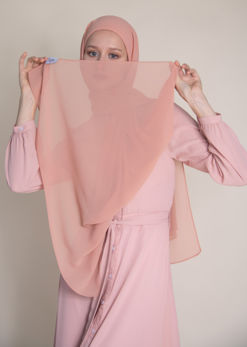 hijab with cap in peach