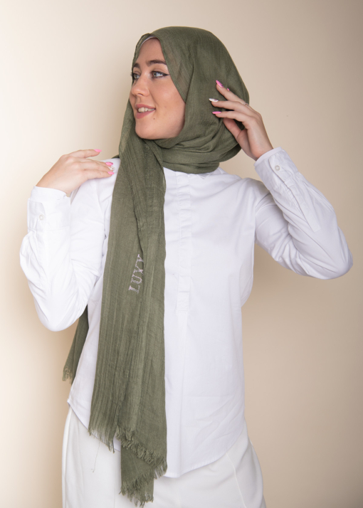 حجاب قطن مودال باللون الزيتوني