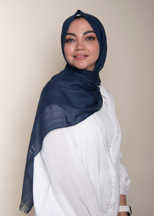 Navy Hijab Cotton
